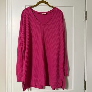 Zenana Hot Pink Long Knit Top
